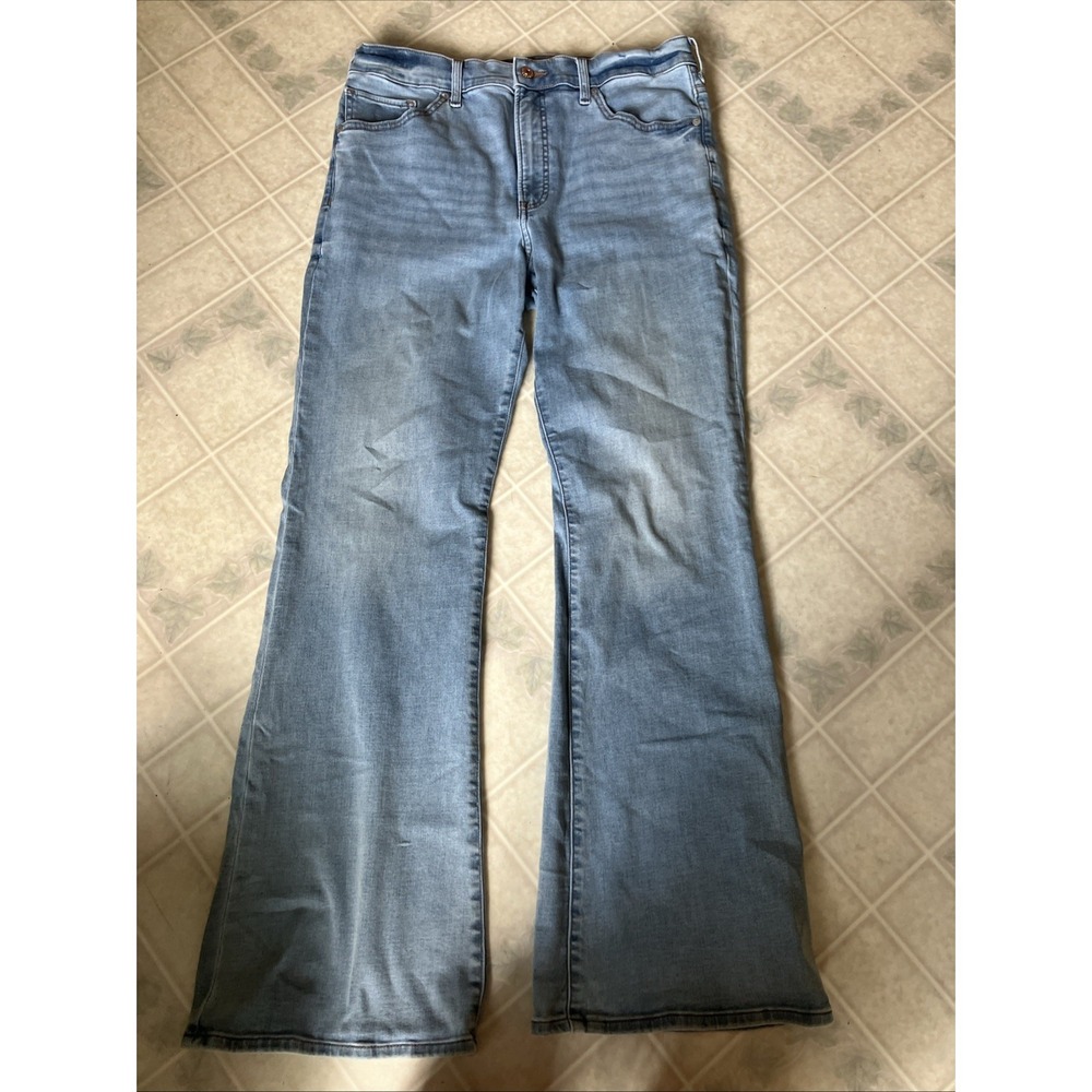 Express Flare Wide Leg High-Rise Jean Light Wash Jeans size 14 Capsule Wardrobe